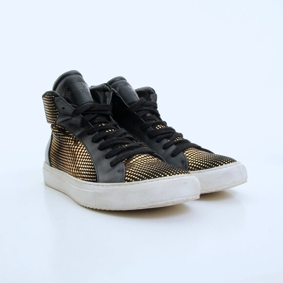 Red Dragon Fly Goldtone Embellishments High Top in Gold Black Women Size 10 - Picture 6 of 16
